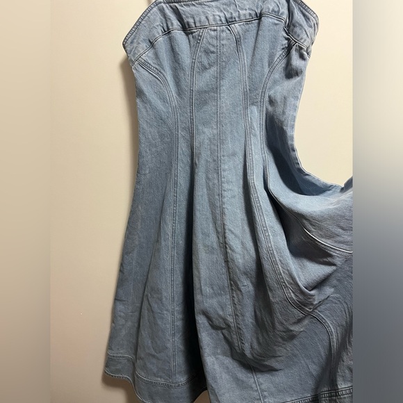 Pilcro Square-Neck Seamed Chambray Denim Midi Dress Women’s Size XS - Picture 3 of 9